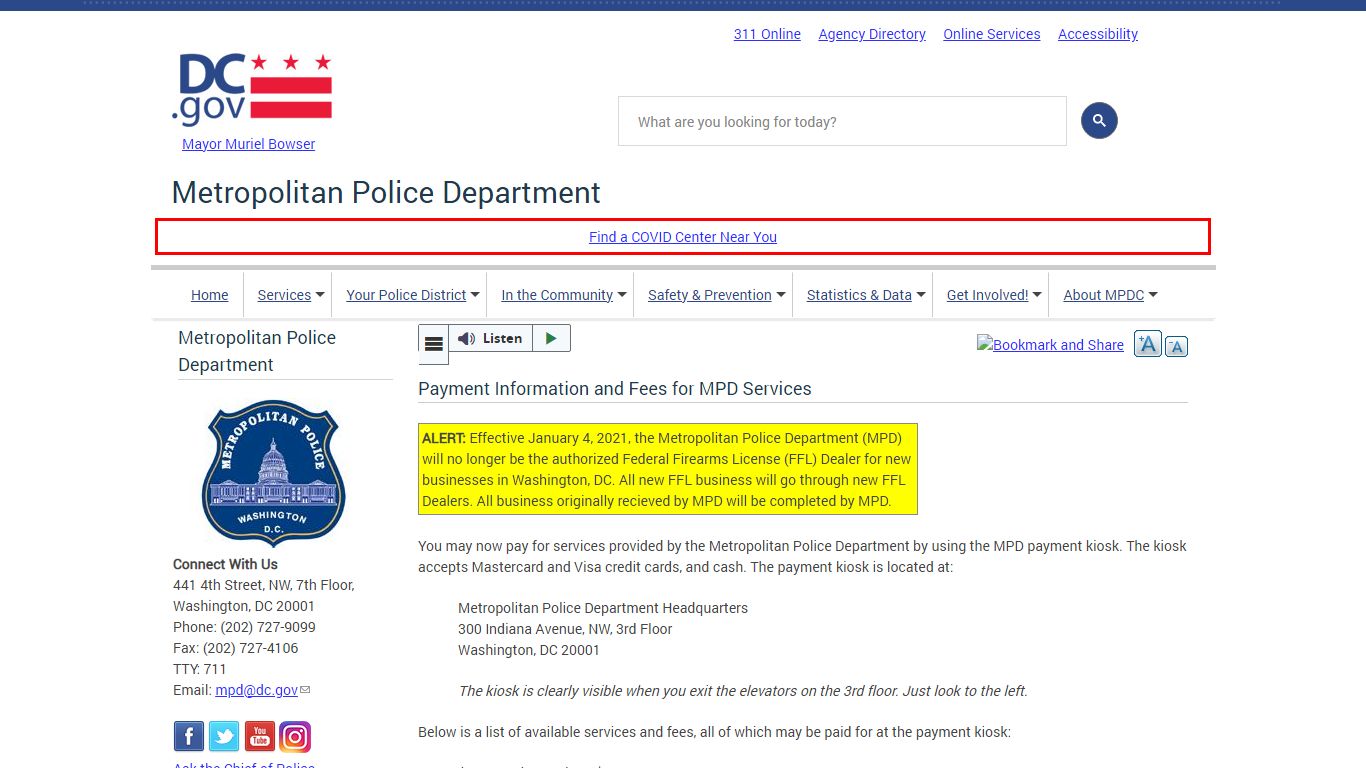 Payment Information and Fees for MPD Services | mpdc